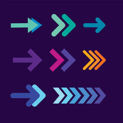Colorful Diverse Arrows Vector Pack Showcasing Direction, Movement, and User Interface Elements