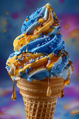 Artistic food photography of chocolate ice cream cone