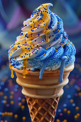 Artistic food photography of chocolate ice cream cone
