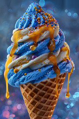 Artistic food photography of chocolate ice cream cone