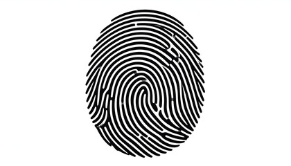 Minimalist black and white fingerprint illustration on clean white background