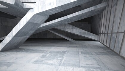 Fototapeta premium Abstract Concrete Architecture - Geometric Design and Modern Interior.