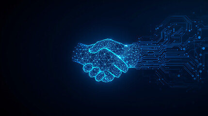 Digital Handshake Concept representing Business Partnership and Agreement in the Technological Era