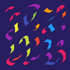 Dynamic Abstract Geometric Shapes Pattern Vivid Colorful Vector Fragments for Modern Digital Graphics and Creative Art Projects