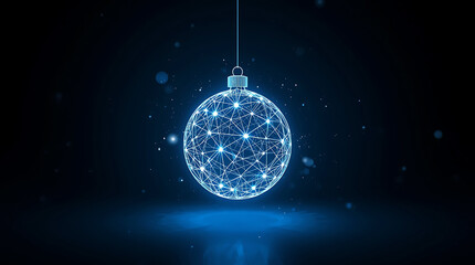 Futuristic Christmas ornament with glowing network connection for holiday themed designs and technology concepts