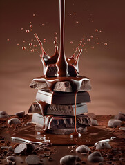 Stack of rich dark chocolate thick bars