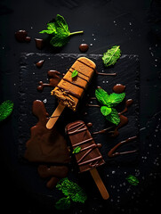 Artistic chocolate ice cream bar