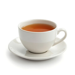 Obraz premium White cup of tea on saucer against a plain background 