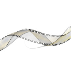 Fototapeta premium Film strip ribbon floating on transparent background abstract visual element for design