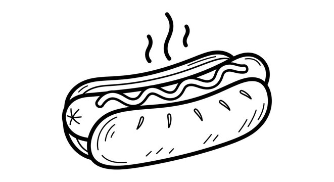 Hot Steaming Hot Dog with Condiments on White Background