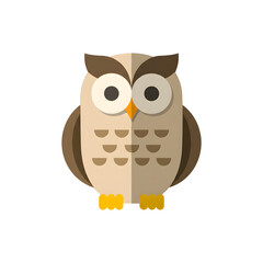 Cartoon owl illustration with geometric shapes on transparent background