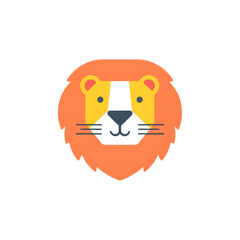 Colorful illustrated lion head graphic with transparent background for design