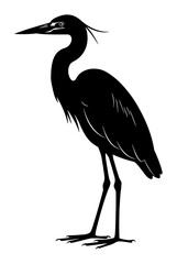 Obraz premium Heron Vector Art - Minimalist Black and White Bird Illustration