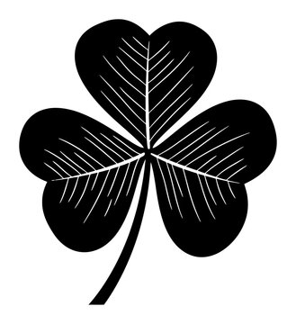 Minimalist Clover Illustration - Black and White Vector