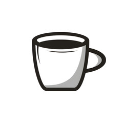 Simple illustration of a coffee cup with a handle and transparent background