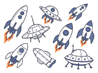 Cartoon Rockets & Spacecraft Vector Design