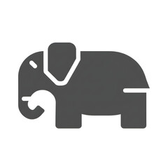 Stylized elephant icon in gray color against transparent background