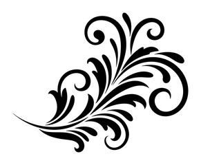 Fototapeta premium Floral Swirl Tattoo Vector Pattern, Minimalist Design