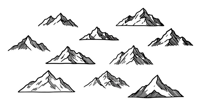 Minimalist Mountain Peak Doodles Vector Design