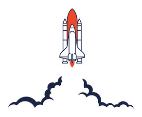 Obraz premium Rocket Launch Minimalist Vector
