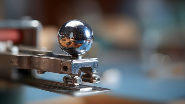 Close up of vintage morse code telegraph key communication device for ham radio enthusiasts and collectors