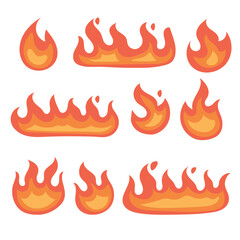 Fire flames. Set of colorful flames illustration