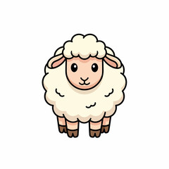 Cute cartoon sheep illustration with fluffy wool and friendly face.