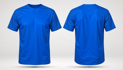 Plain blue t-shirt displayed from front and back on a light background, apparel concept