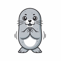 Obraz premium Cute cartoon seal character with a happy expression.
