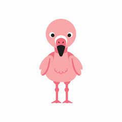 Cute Pink Flamingo Bird Cartoon Illustration.
