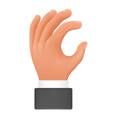 Hand gesture showing letter c. Nonverbal body communication language sign 3d cartoon illustration