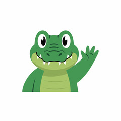Friendly Green Alligator Waving Hello.