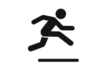 Long jump sport icon vector. Track and field athlete in action. Man jumping symbol for athletic competition, olympic games, or championship. Sportsman silhouette pictogram.