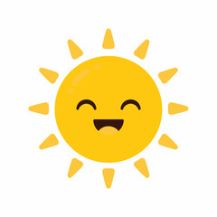 Happy Cartoon Sun with Smiling Face and Rays.