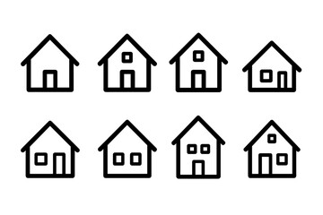 House icon set. Simple home line icons collection. Vector graphic symbol for real estate, property, and architecture. Minimalist building pictogram for website and app.