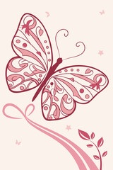 Fototapeta premium Elegant butterfly with detailed wing patterns and decorative elements on a soft background