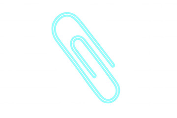 Obraz premium Glowing neon paper clip icon illustrating attachment, organization, office supplies, and business communication concepts