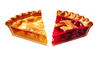 3D Pie Slice Two Variations isolated on transparent background