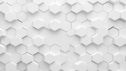 Fototapeta premium A 3D render of white hexagons in an abstract pattern on a pure background, featuring a simple and minimalistic design that’s perfect for creating a modern or futuristic aesthetic.