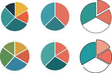 Colorful Pie Chart Set Vector Illustration 