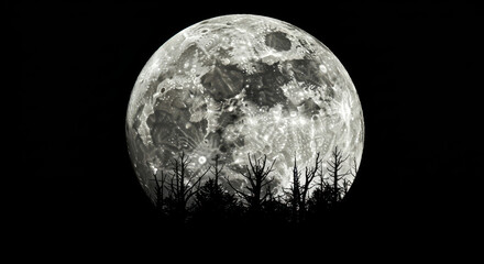 Detailed full moon with craters visible against the darkness of space