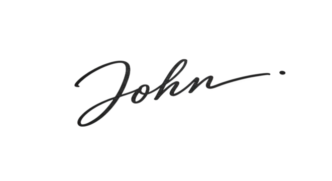Elegant handwritten signature of the name John in cursive script.