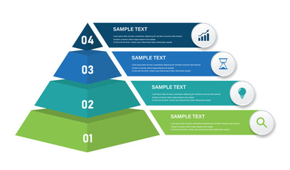 4 Level Pyramid Infographic with Icons and Hierarchical Business Steps