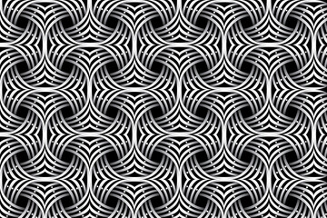 A mesmerizing black and white optical illusion pattern with intricate curved lines design