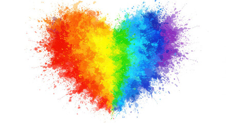 Vibrant rainbow heart bursting with colors symbolizing love and diversity