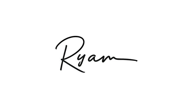 Elegant handwritten signature of the name Ryan in black ink 1.