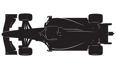 Top View Silhouette of a Modern Open-Wheel Racing Car