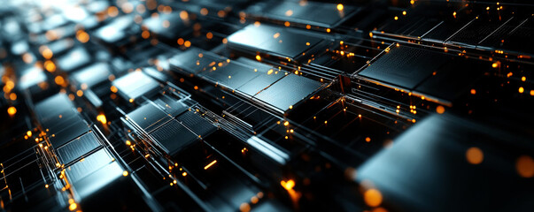 Abstract technological circuit board with glowing elements