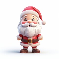 Obraz premium Cheerful cartoon Santa Claus character with a fluffy beard and red outfit for festive celebrations concept