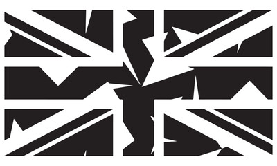 Stylized Shattered National Flag in Bold Black and White